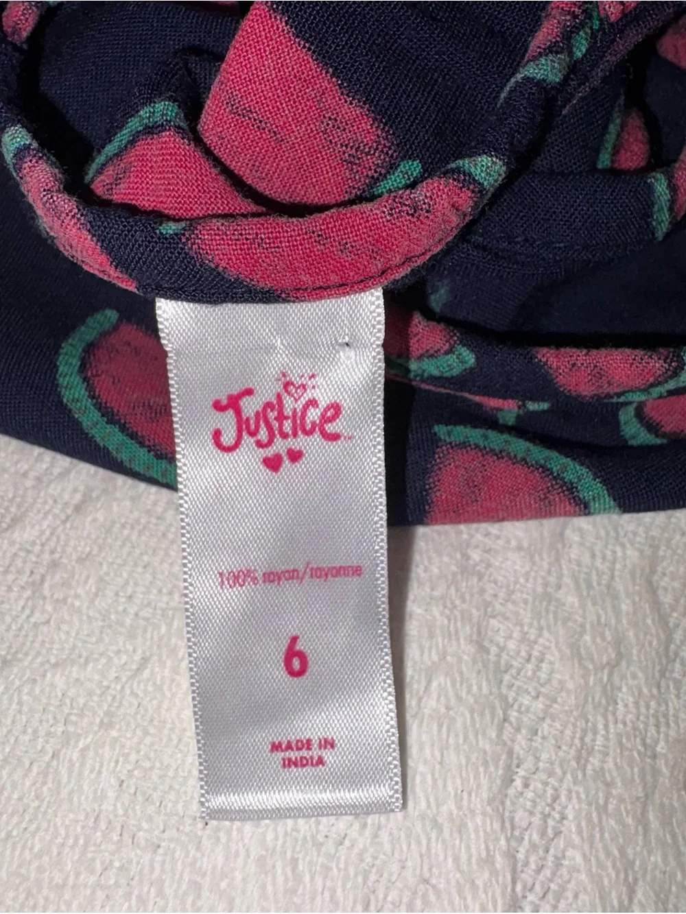 Justice Navy Tank Top with Pink Watermelon Print